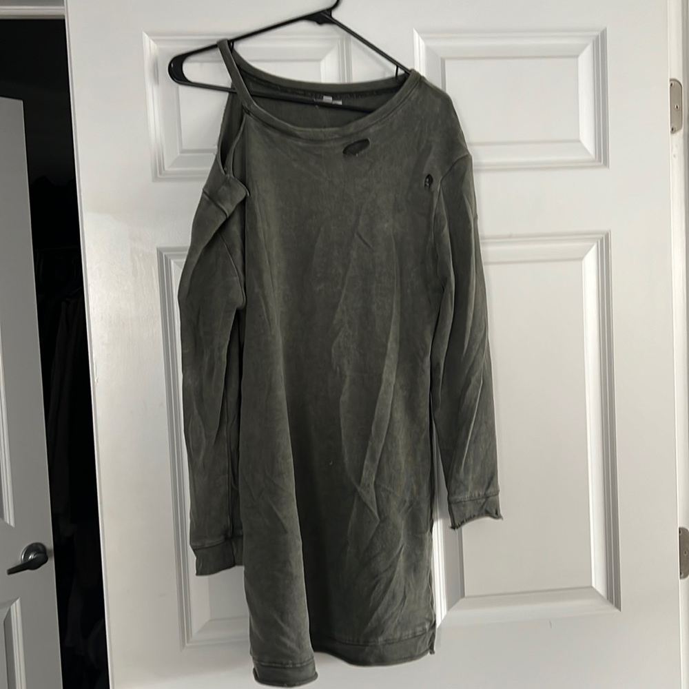 Distressed sweatshirt dress